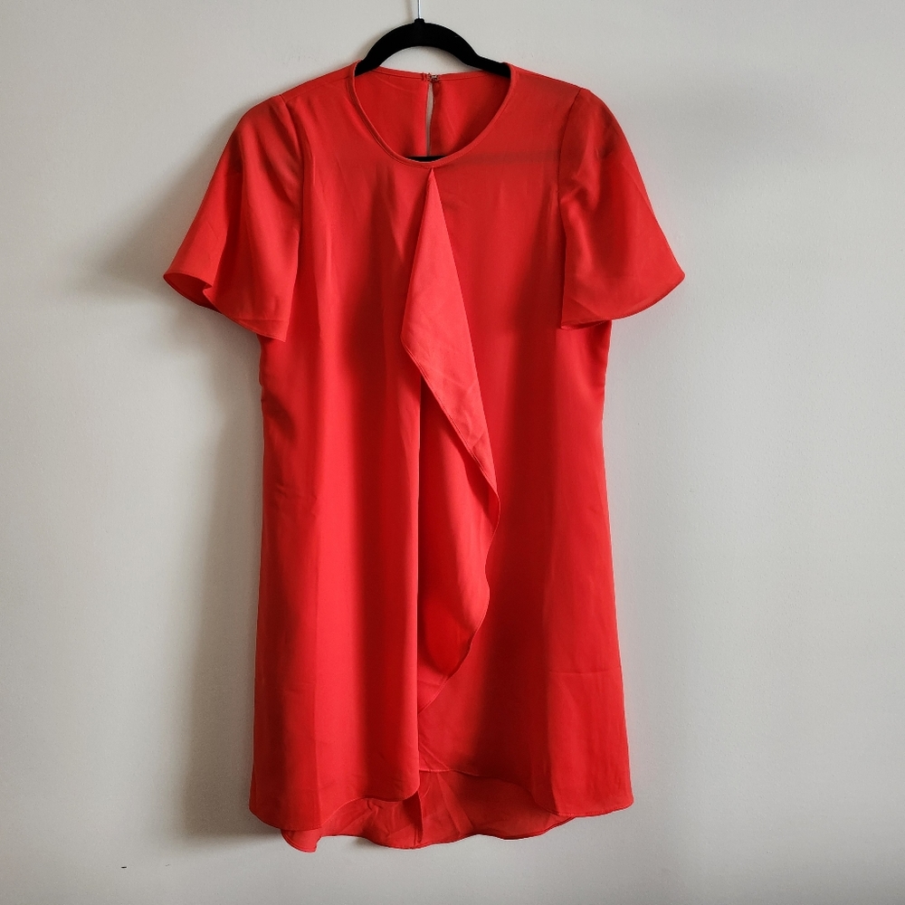BCBG MAXAZRIA I XS ruffled short sleeve dress I orange red